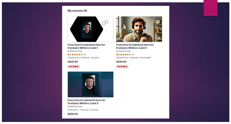 From Zero to Substack Hero Level 3  on Udemy Today